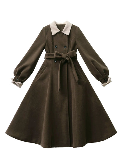 Manteau sans manches, ceinture, ruban, classique, superposé, accessoire, robe, marron, carreaux, rétro, perle, volume