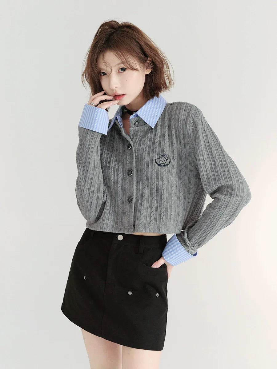 Shirt College Cardigan Collar