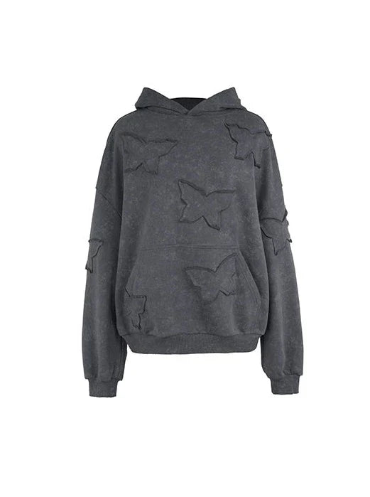 Sweat à capuche ample à motif papillon