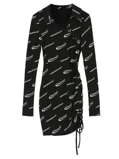 Robe à logo froncé imprimé