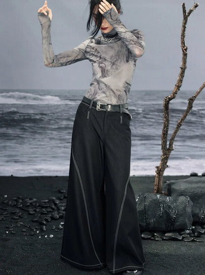 Waist Low Mode Pants Dark Retro