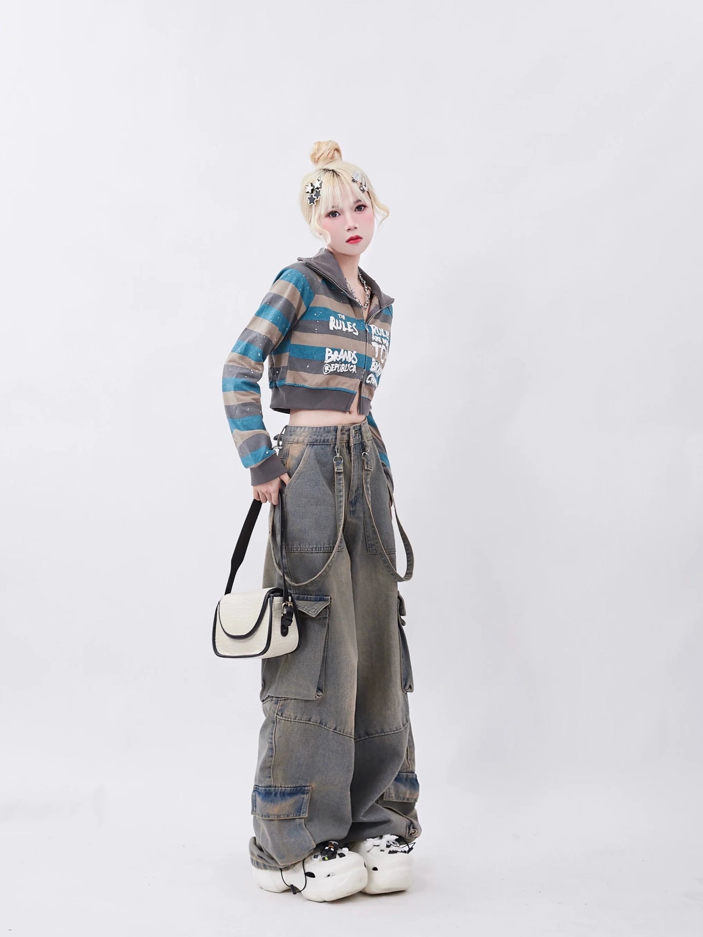 Loose Pants Cargo Denim Wide-osh