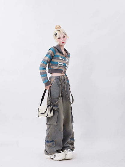 Loose Pants Cargo Denim Wide-osh