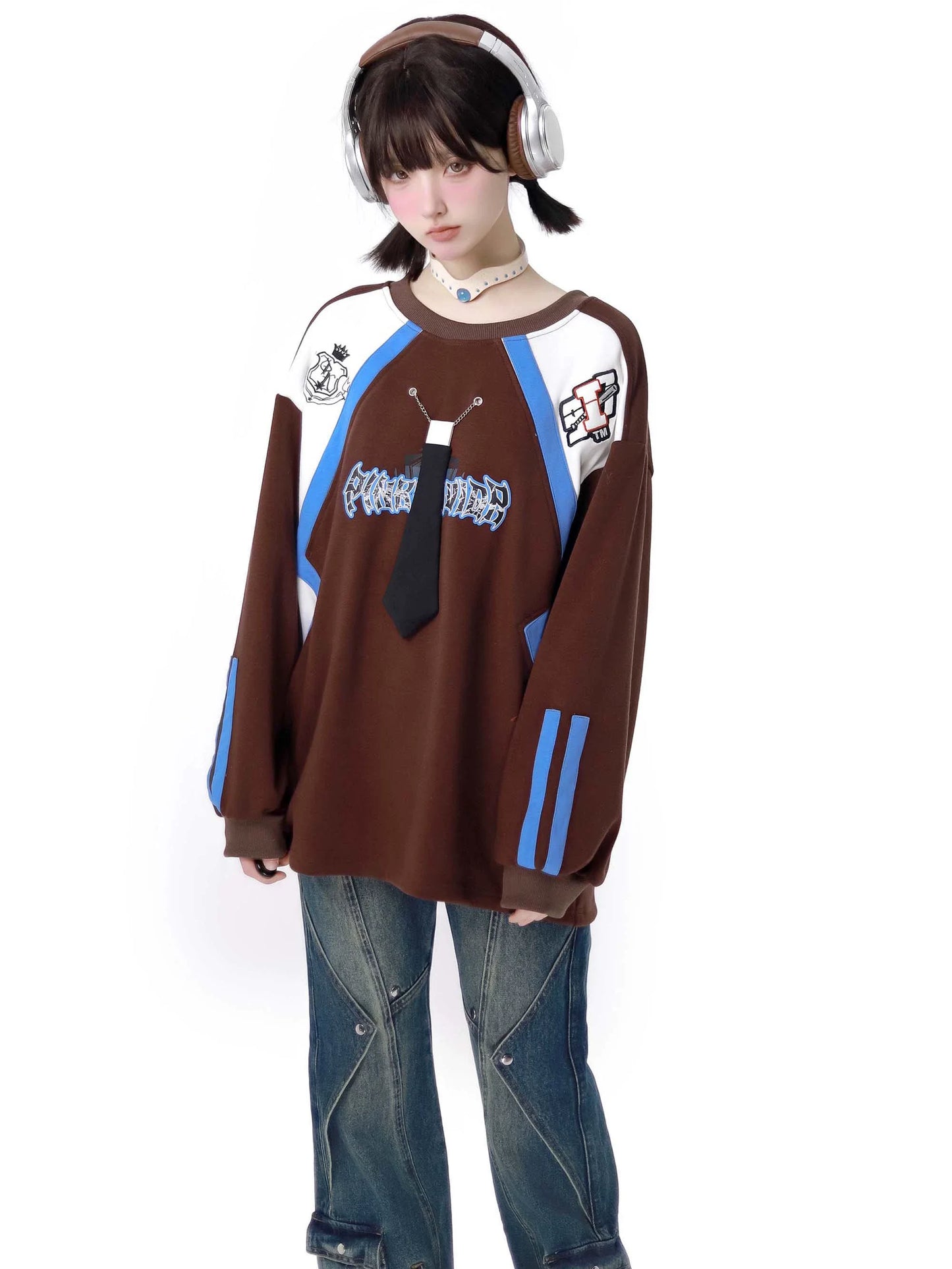 Color Sweatshirt American Retro Loose Contrast
