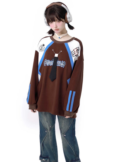 Color Sweatshirt American Retro Loose Contrast