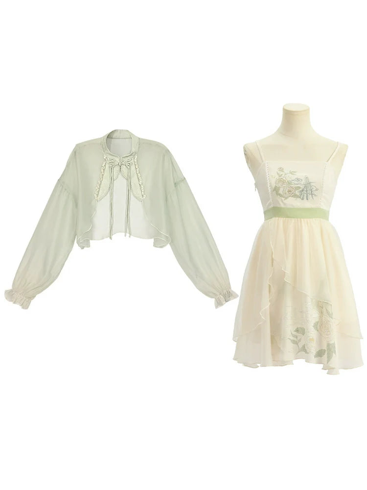 Robe caraco en mousseline de soie chinoise, veste transparente à fleurs