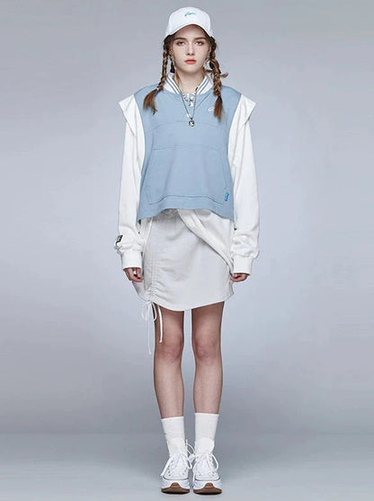 Gilet sportif en tricot bleu-blanc