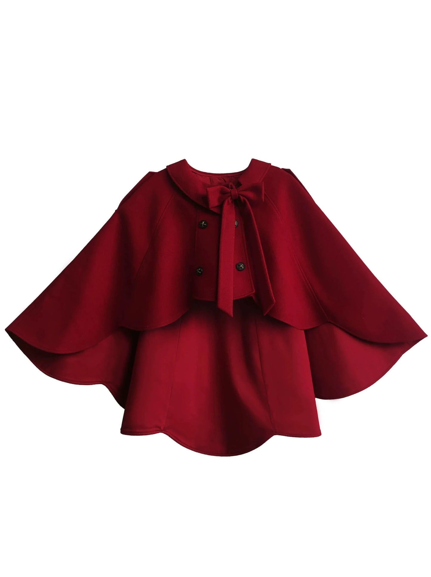 Robe Col Ruban Capuche Tête Montante Rouge Petit + Écharpe À Volants Plissée Cape Manteau Chemise À Carreaux