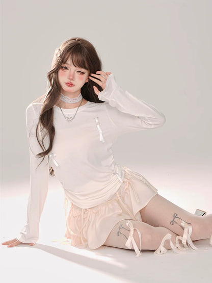 Sweet Long Ribbon Drawstring T