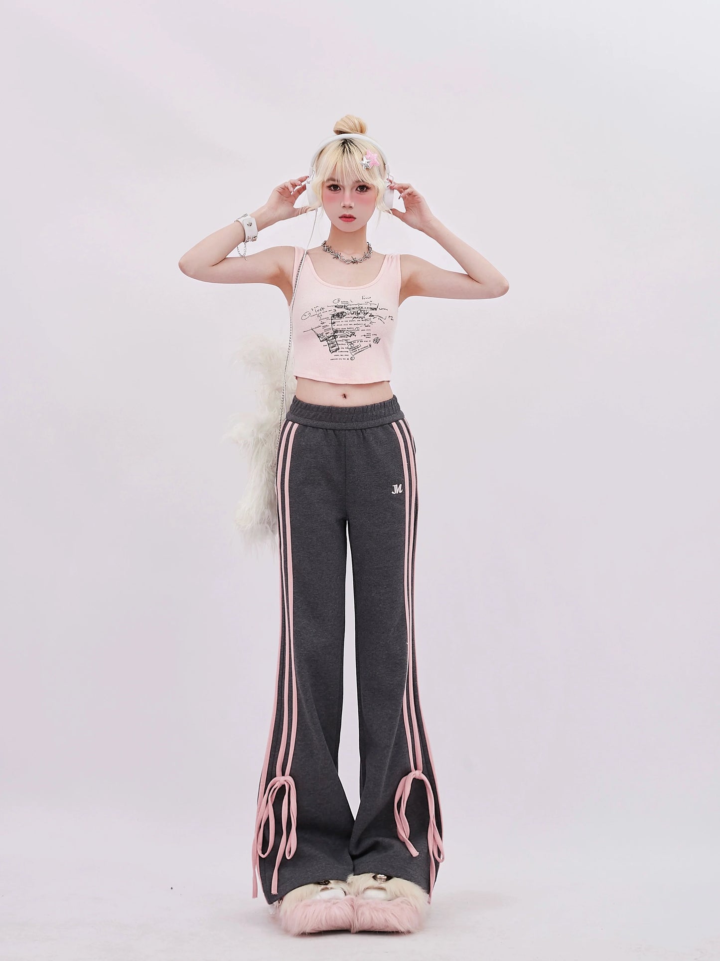 Flared Pants Stripe Casual Side