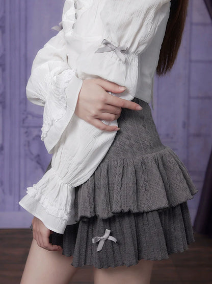 French Girl-Fighting Square Pure Blouse White