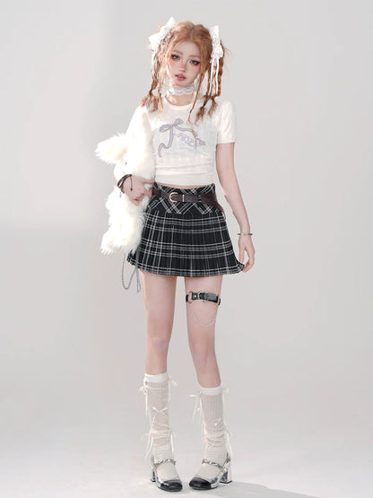 Girly Bow Short Top Tight