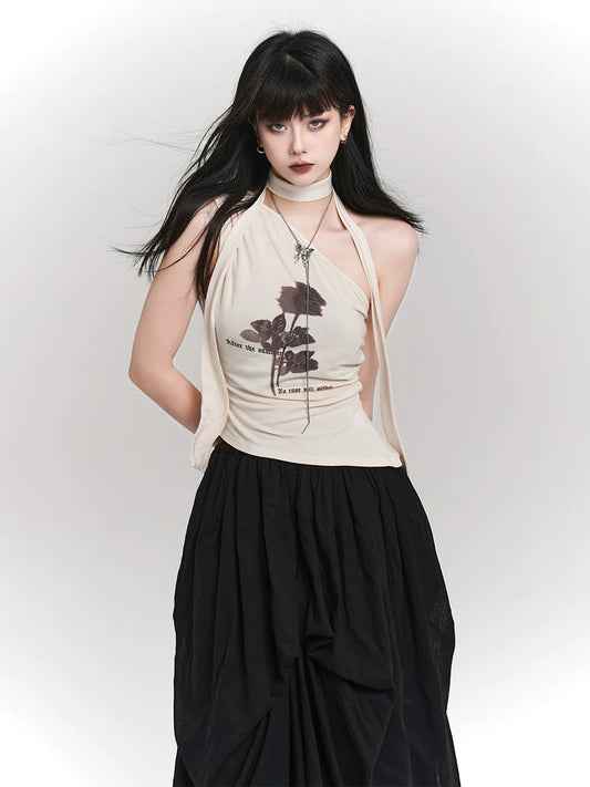 Dark Flower Neck Design Top