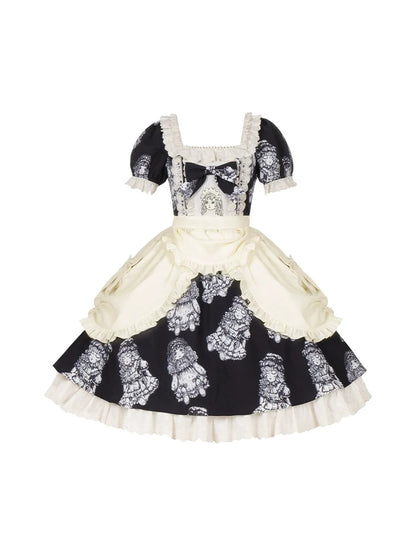 Ensemble de robe de nuit brodé de poupées imprimées