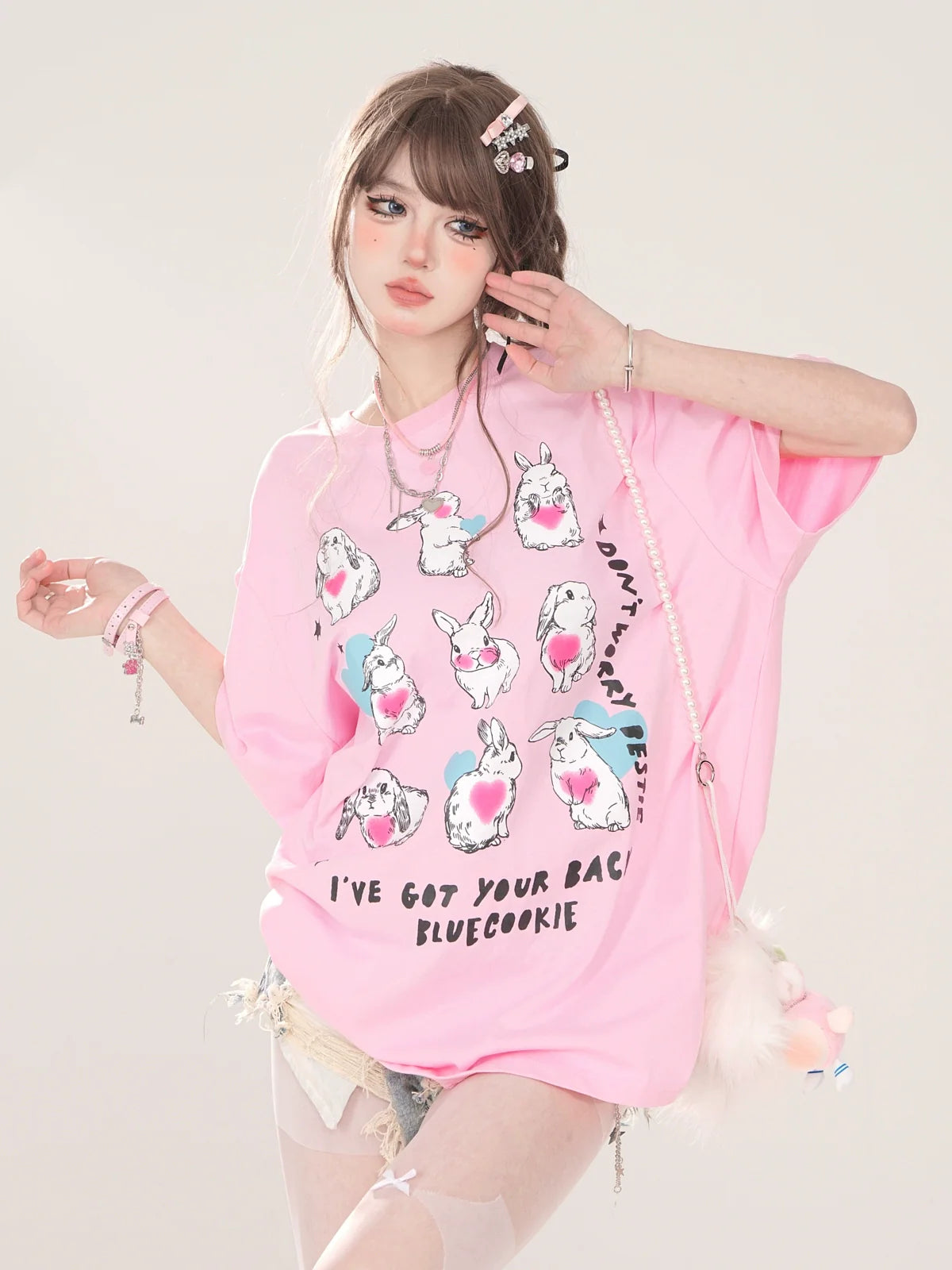 Design Illustration T-Shirt Niedlich Künstlerische Lose Kaninchen
