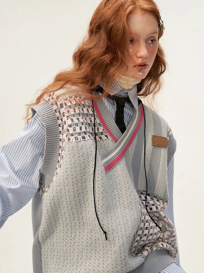 Gilet asymétrique réservé, article en tricot, mode ample
