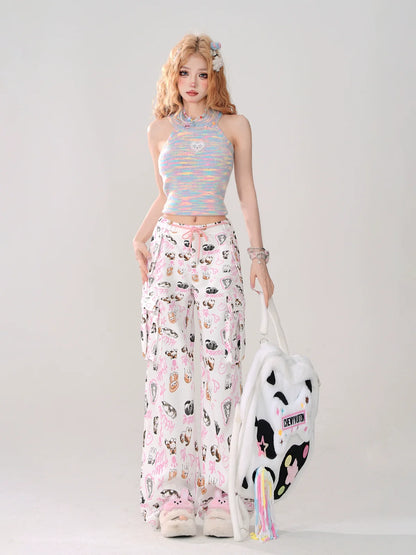 Short Knit Halter Neck Crop Camisole Top