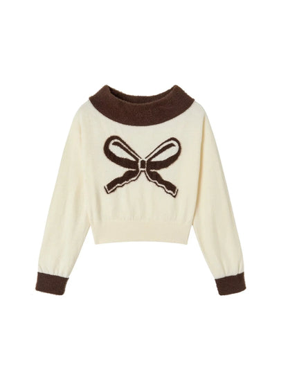 One-shoulder Ribbon Knit Sweater