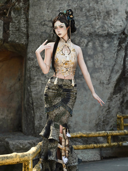 Buckle Top China Short Drop Collar Tassel
