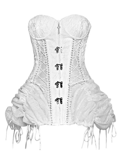 Straps Fishbone Dark Gothic White Corset Bustier Sleeping Alice