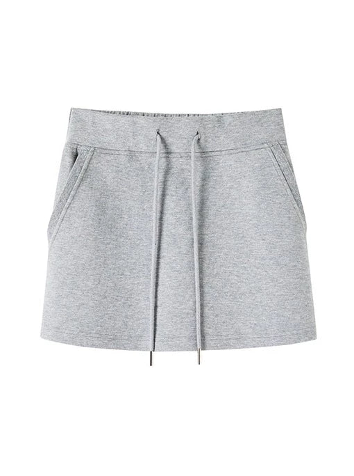 Off-the-shoulder + strap sweatshirt skirt zip-up top