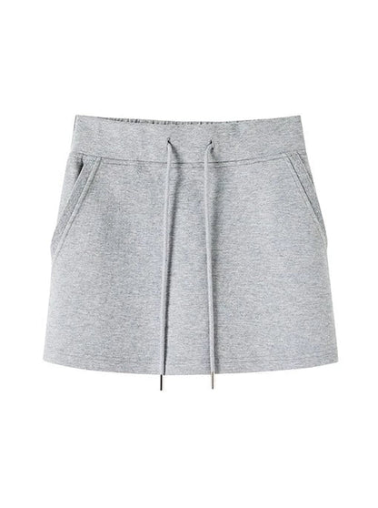 Off-the-shoulder + strap sweatshirt skirt zip-up top