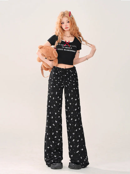 Loose Ribbon Cool Casual Pants