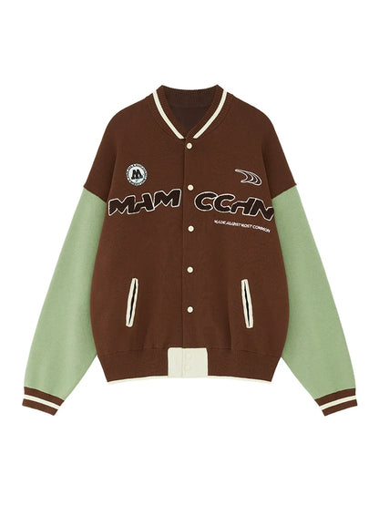Veste en cuir bicolore avec logo américain