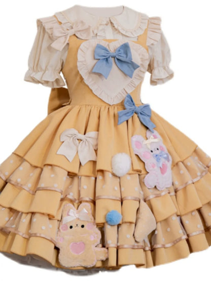 Bare Cheese Dress Tiered Lolita Doll Sleeve Puff Shirt