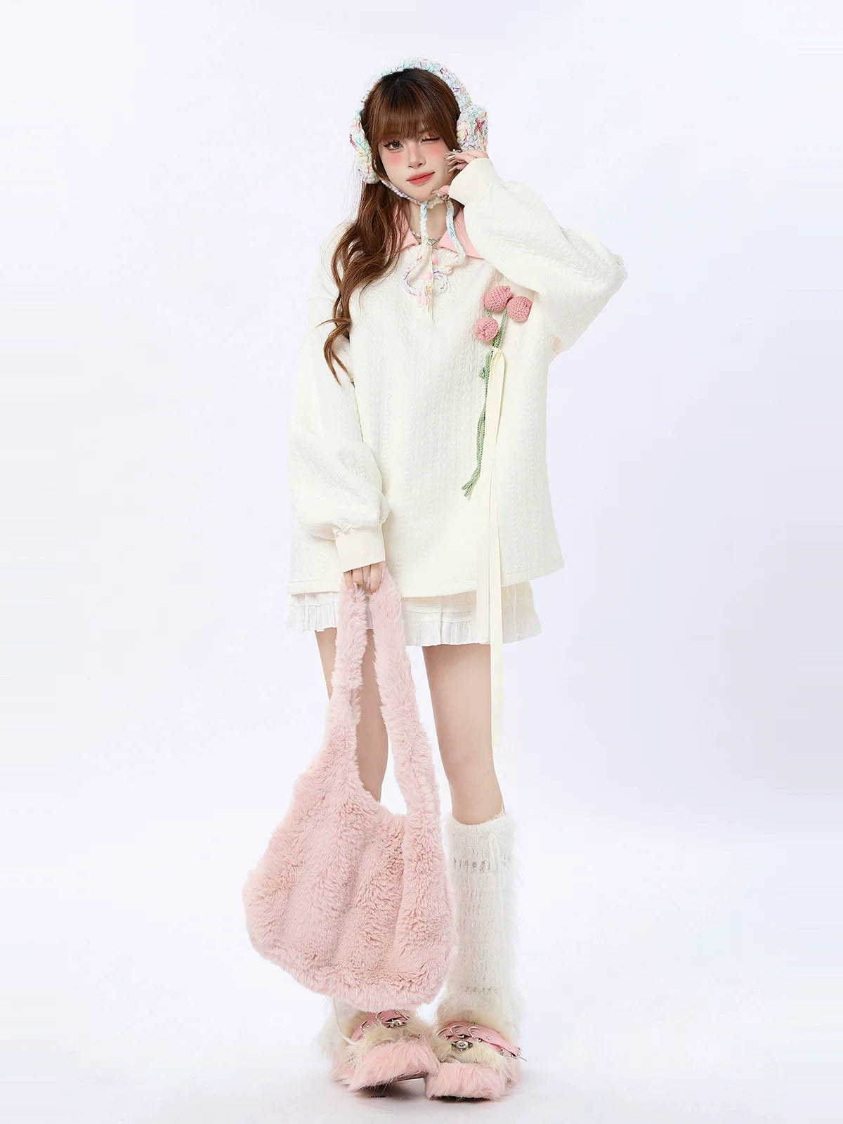 Tulip Collar Sweatshirt Polo Knit