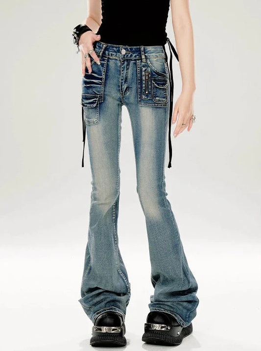 Micro Jeans Flare Wash Damaged American