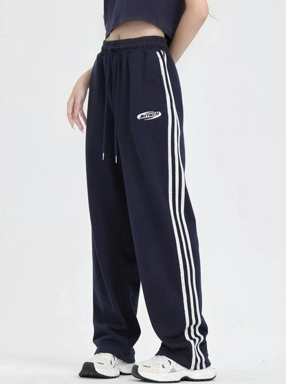 High Casual Street Striped Side Dance Pants American