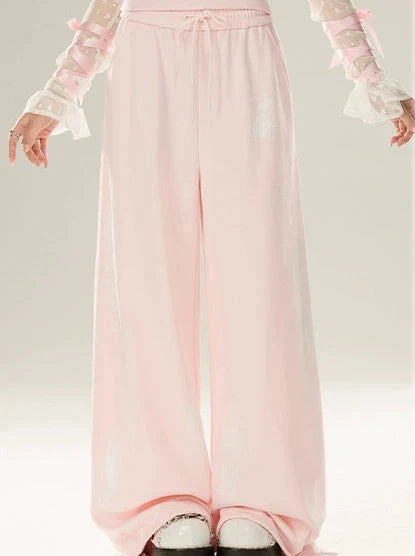 Zip Girly + Loose Butterfly Camisole Pants Jacket Ribbon Sweatshirt Hooded Pink