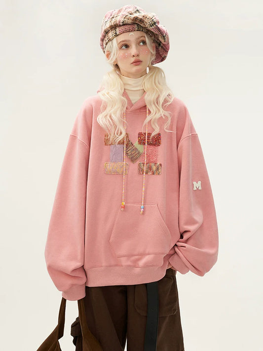 Sweat à capuche ample avec logo en laine