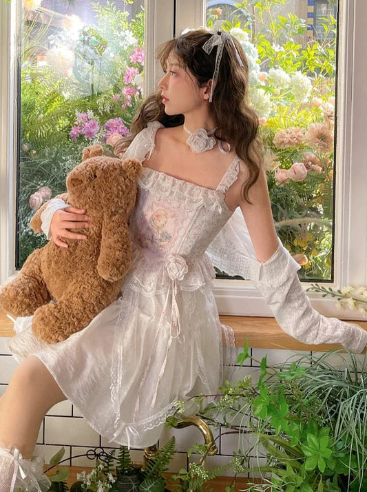 Tutu Spitze Fee Prinzessin Jacke Kurz Camisole Märchen Blumenrock