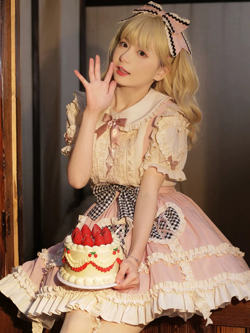 素敵なロリータブラウス+スカートスイートレースアップ