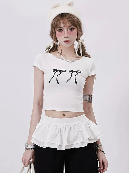 Tops Slim Double Ribbon Short