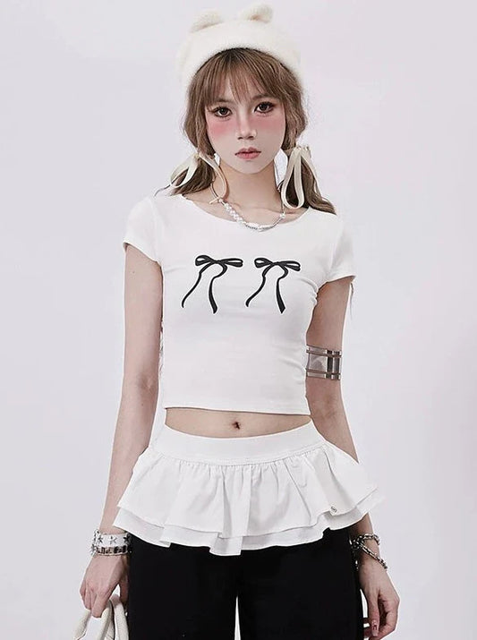 Tops Slim Double Ribbon Short