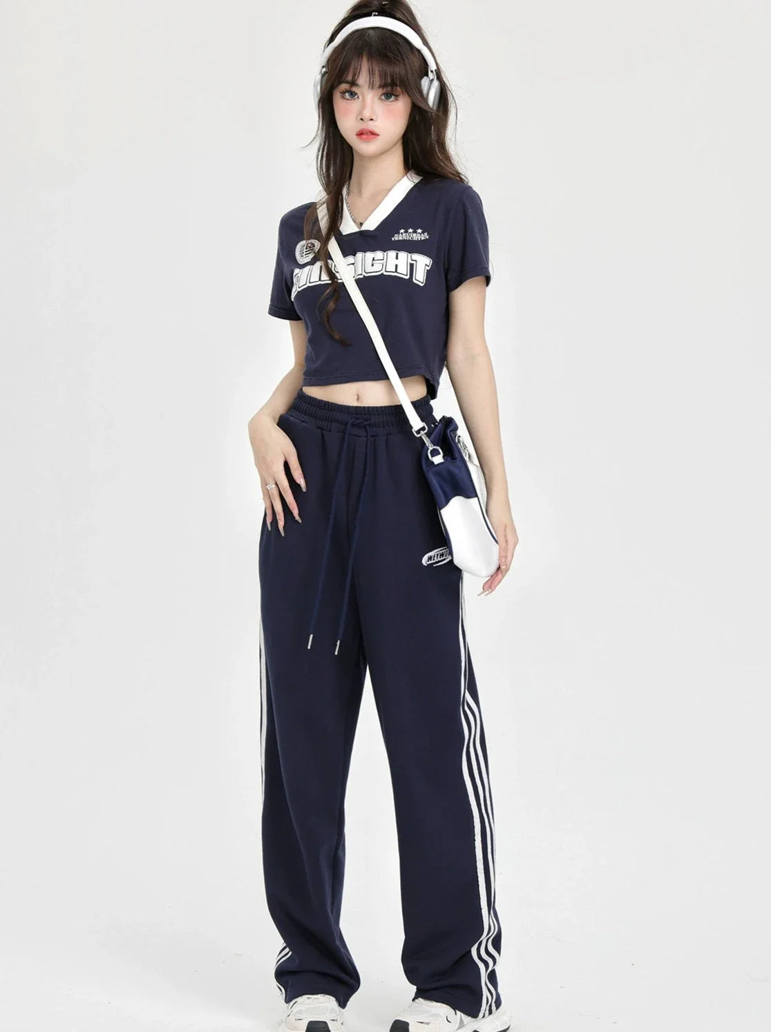 High Casual Street Striped Side Dance Pants American