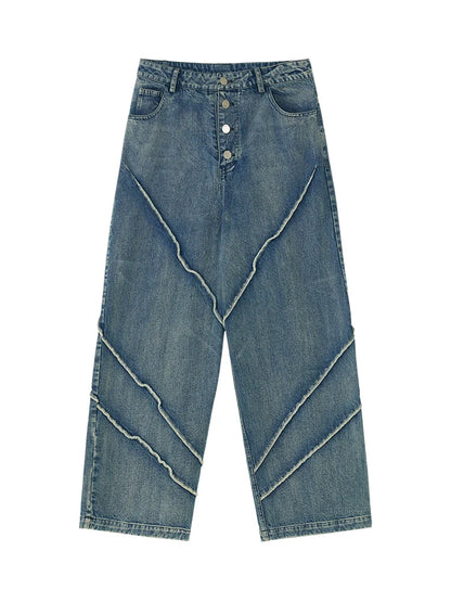 Och Caliper Retro Jeans Button Wash Casual Trendy Pants