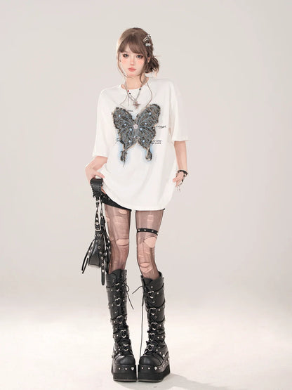 Butterfly T-Shirt American Loose Street