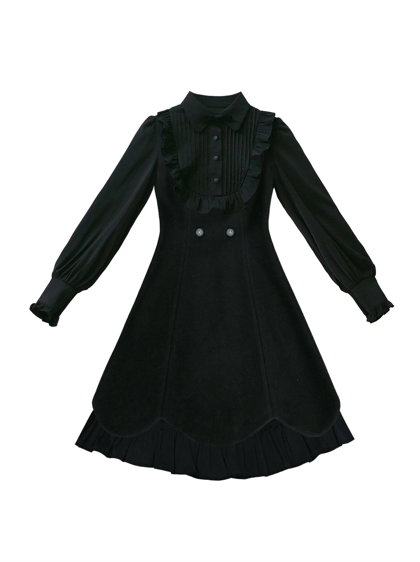 Dress Retro Ruffle Two Coat + Cape Faux Black Red Piece
