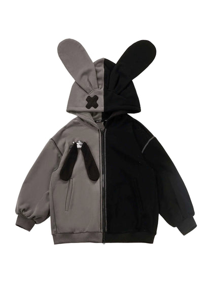 Rabbit Ear Contrast Zip Parker Pants Skirt