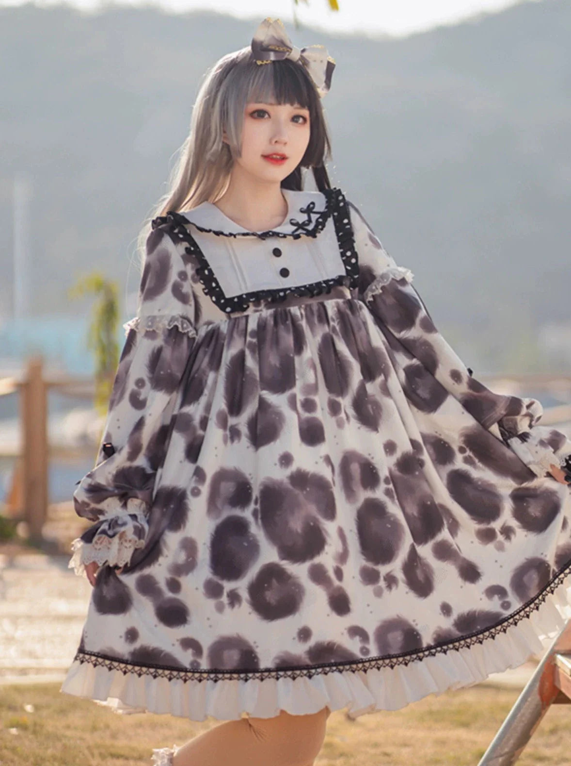 Leopard Dress Voluminous Dot Lolita
