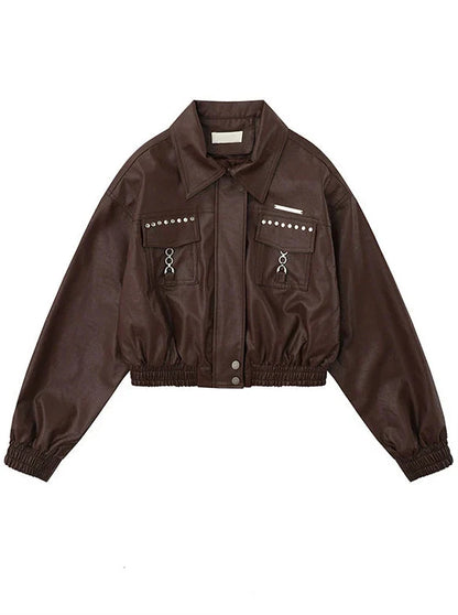 Veste courte style moto en cuir américain