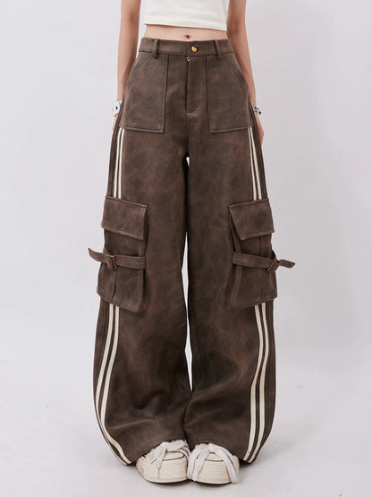 Och Brown Leather Pants Wide
