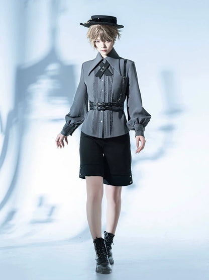 Pointed Brittish Shirt Collar Retro Dark Elegant