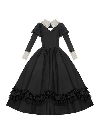 Robe veste suspendue à manches symphoniques style gothique nuit courte longue