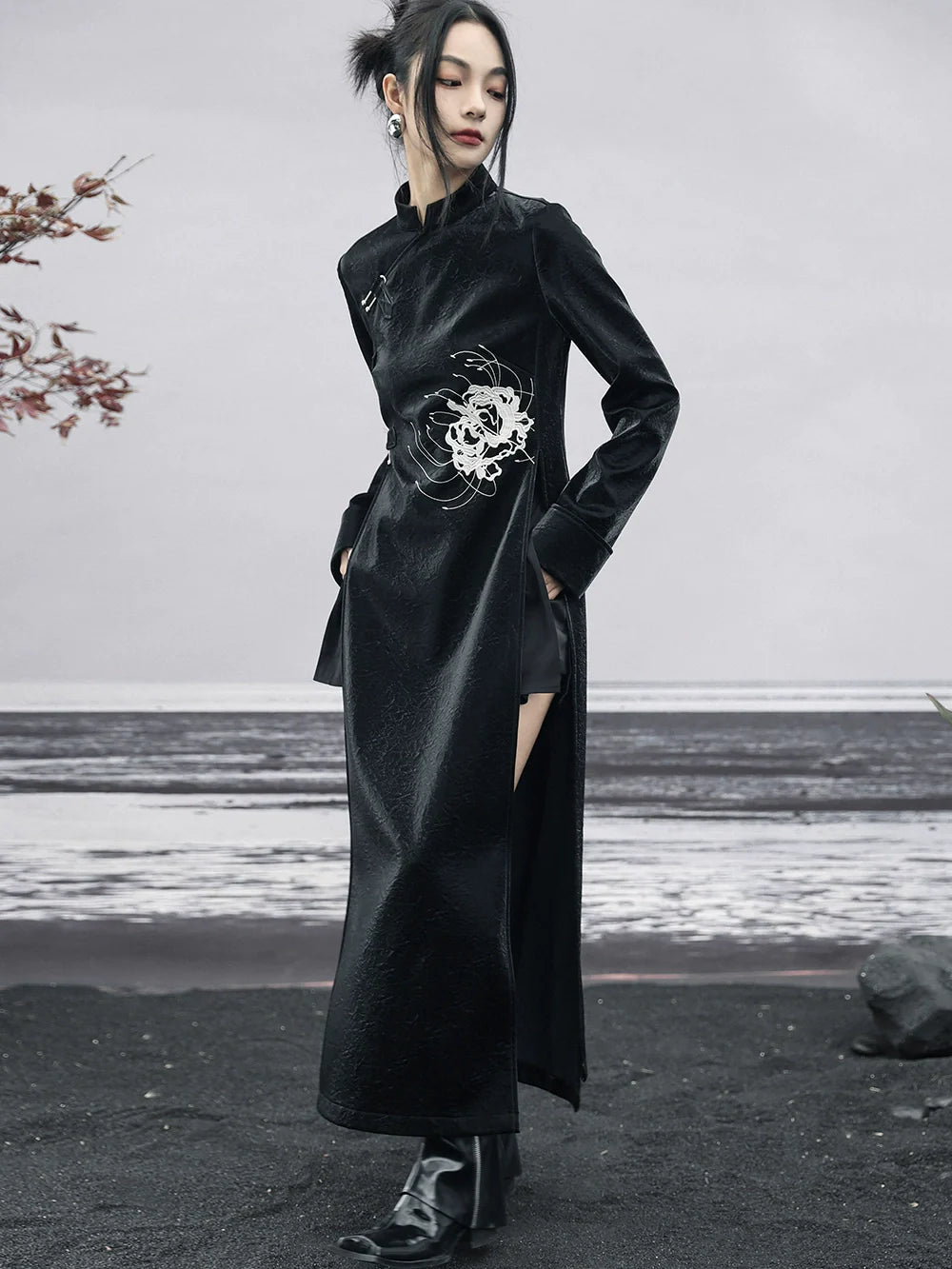 Robe fendue foncée Mode China