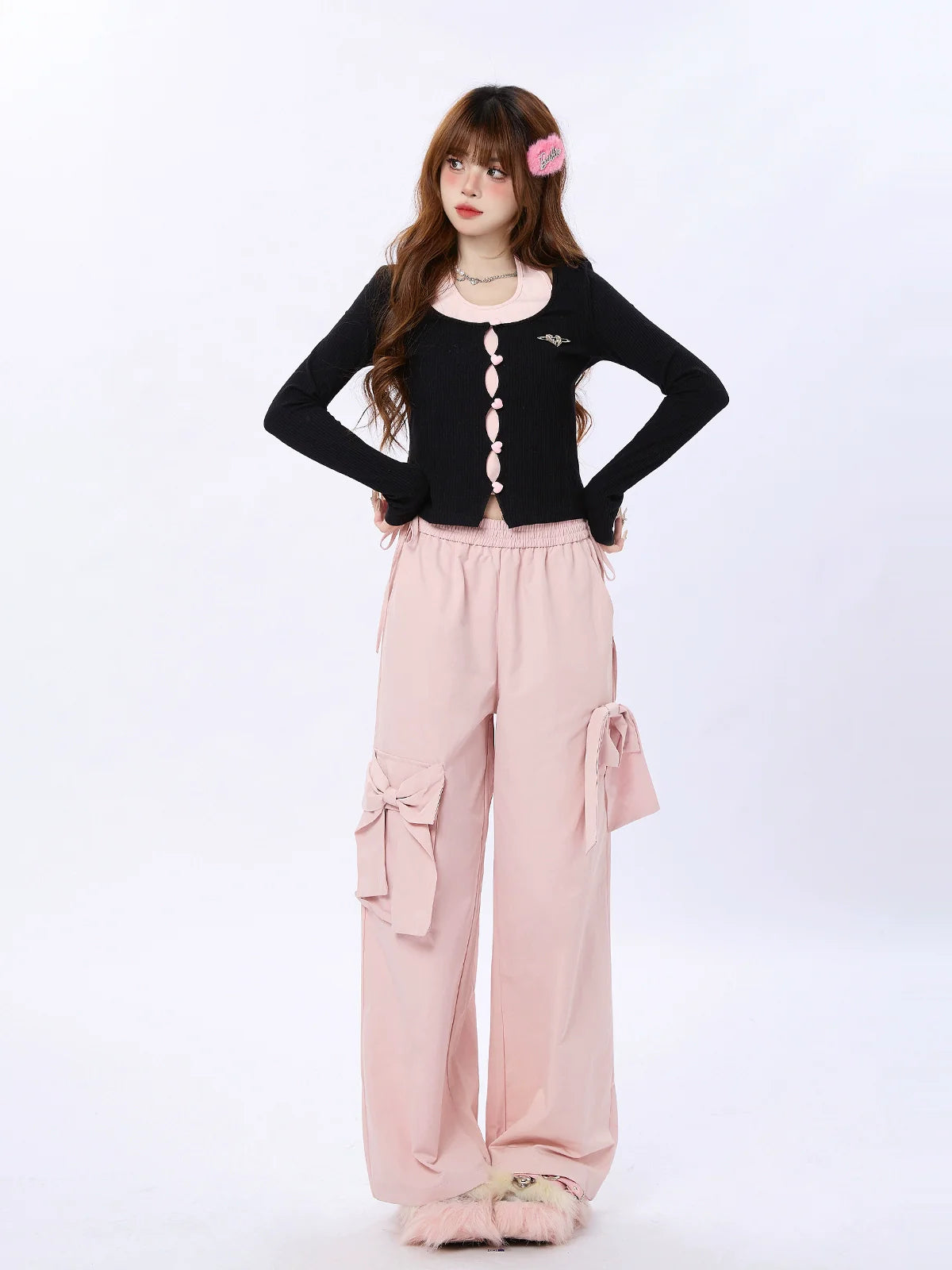Two Love Cardigan Button Piece Faux